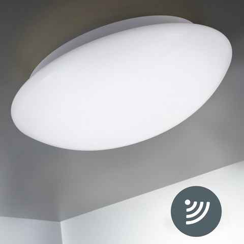 B.K.Licht LED Deckenleuchte, LED fest integriert, Neutralweiß, LED Deckenlampe mit Bewegungssensor 15W 1.500 Lumen 4.000K IP44,Ø28cm
