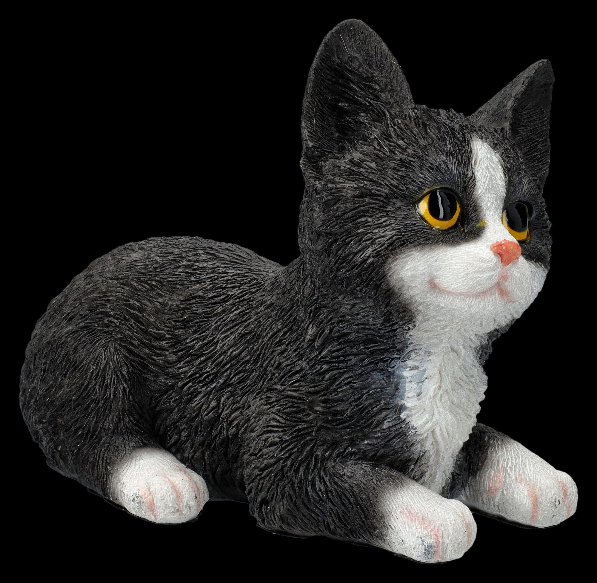 Figuren Shop GmbH Tierfigur Katzenfigur – Süßes Kätzchen Deko Statue handbemalt Polyresin 14 cm