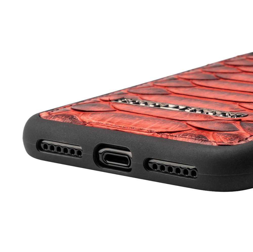 GOLDBLACK Handyhülle GOLDBLACK iPHONE 11 PRO LEDERHÜLLE PYTHON DUNKELROT