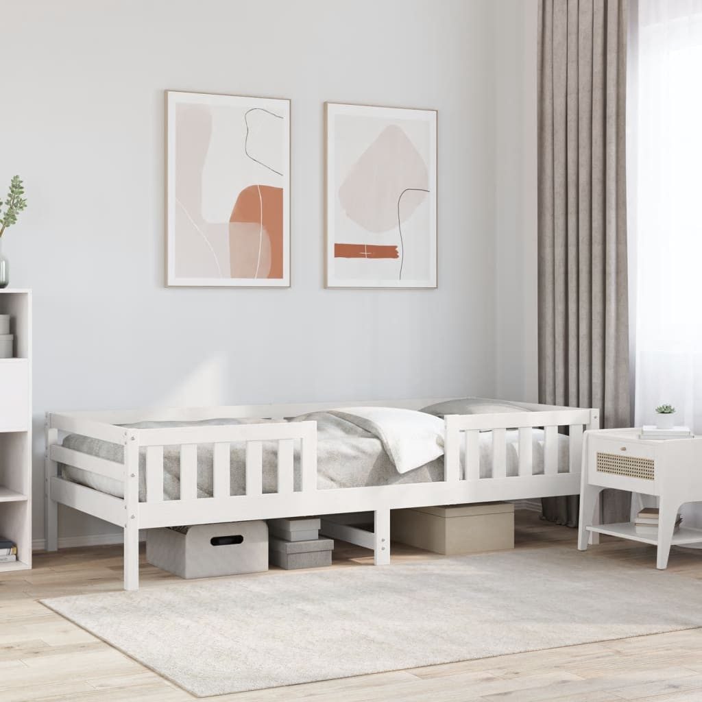 vidaXL Bett, Massivholzbett ohne Matratze Weiß 75x190 cm Kiefernholz günstig online kaufen