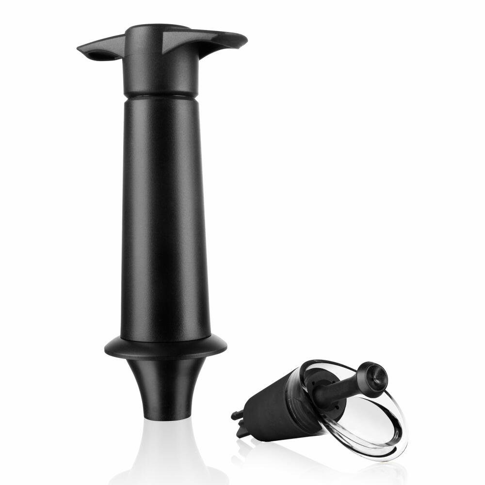 VACUVIN Weinflaschenöffner Weinpumpe Schwarz, mit Ausgießer und Verschluss
