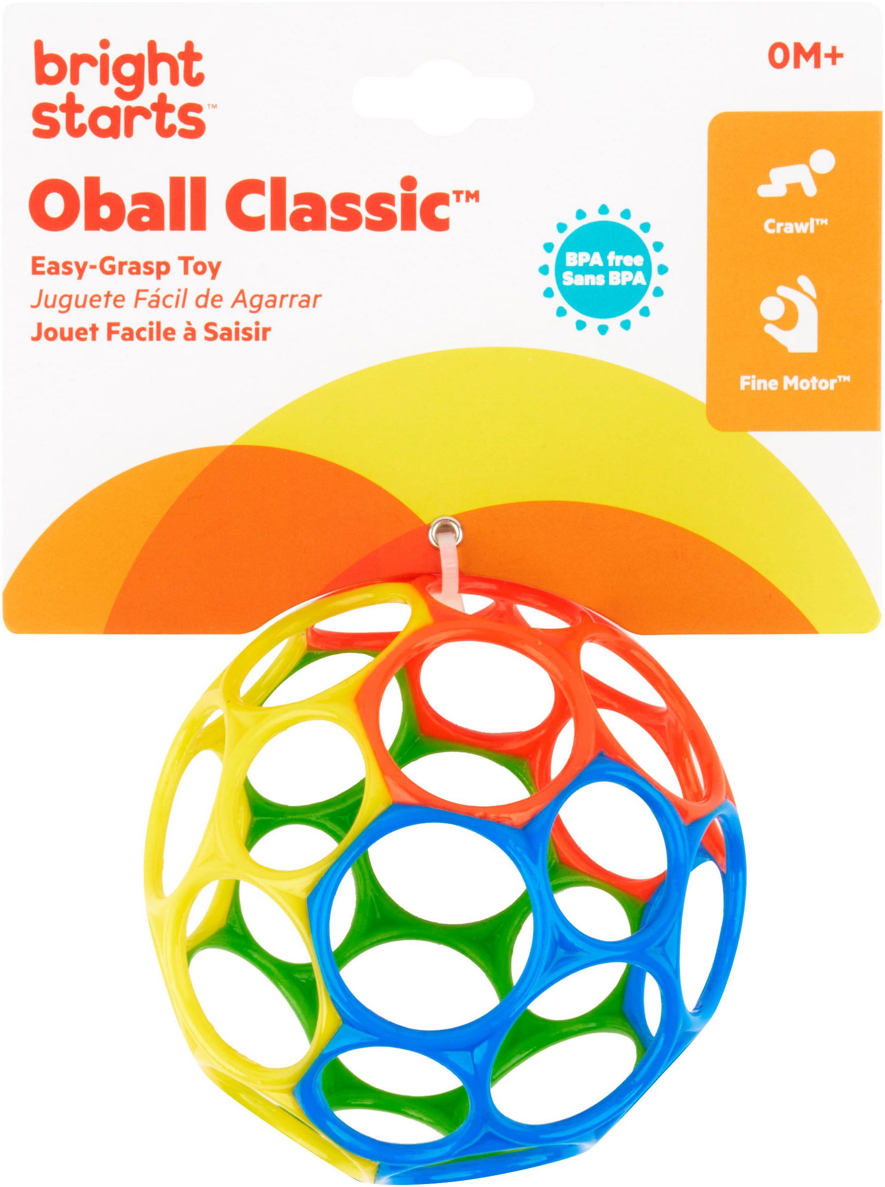 Bright Starts Greifspielzeug Oball Classic™ Easy-Grasp Toy - Rot/Blau/Grün/Gelb