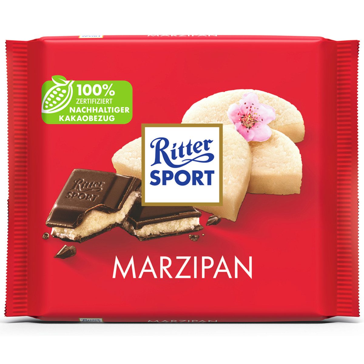 Ritter SPORT Schokolade, Ritter Sport Marzipan Halbbitter Schokolade mit Edel Marzipan 100g