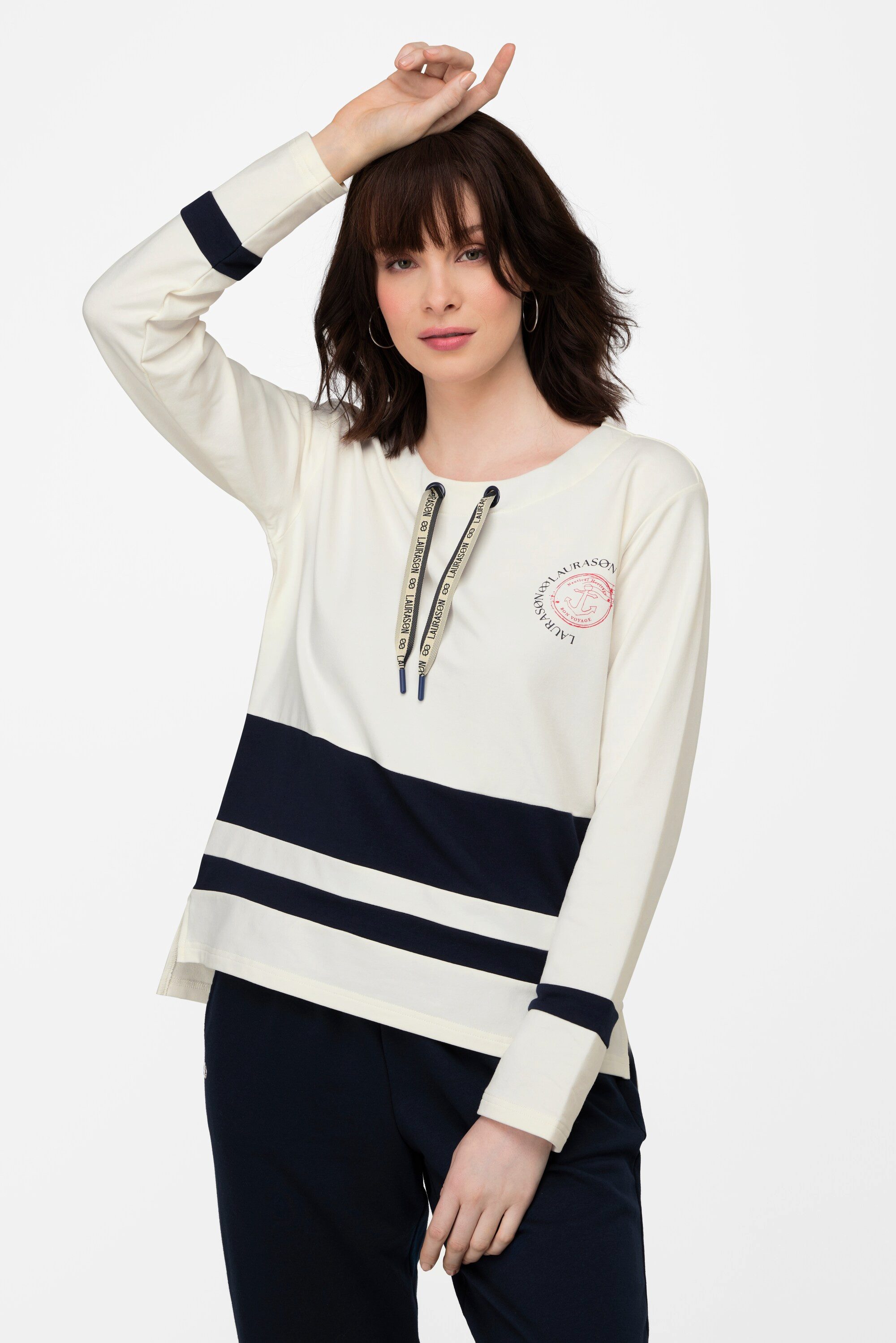 Laurasøn Sweatshirt Sweatshirt Streifen Print Rundhals günstig online kaufen