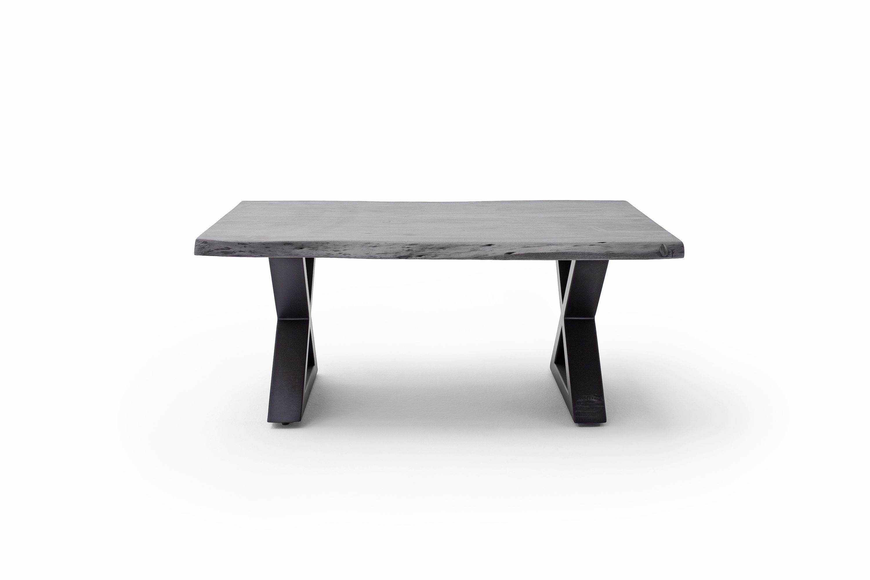 Robas Lund Couchtisch, Couchtisch Akazie Grau m. X-Gestell anthrazit lackiert 110x45x70 cm