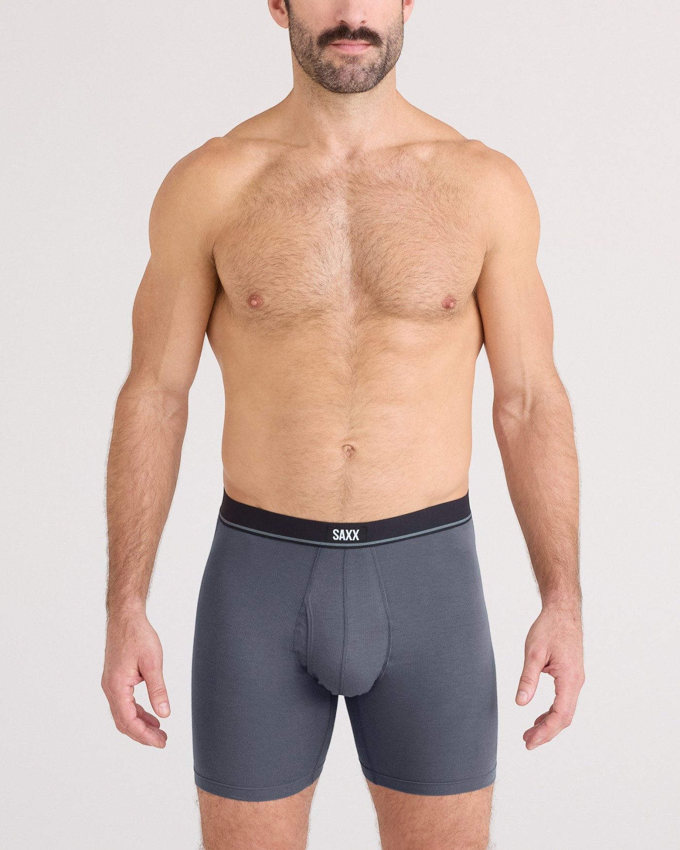 SAXX Boxershorts Essential Cotton Boxer Brief Fly schwarz/dunkelblau/grau Herren – Bild 3 von 4
