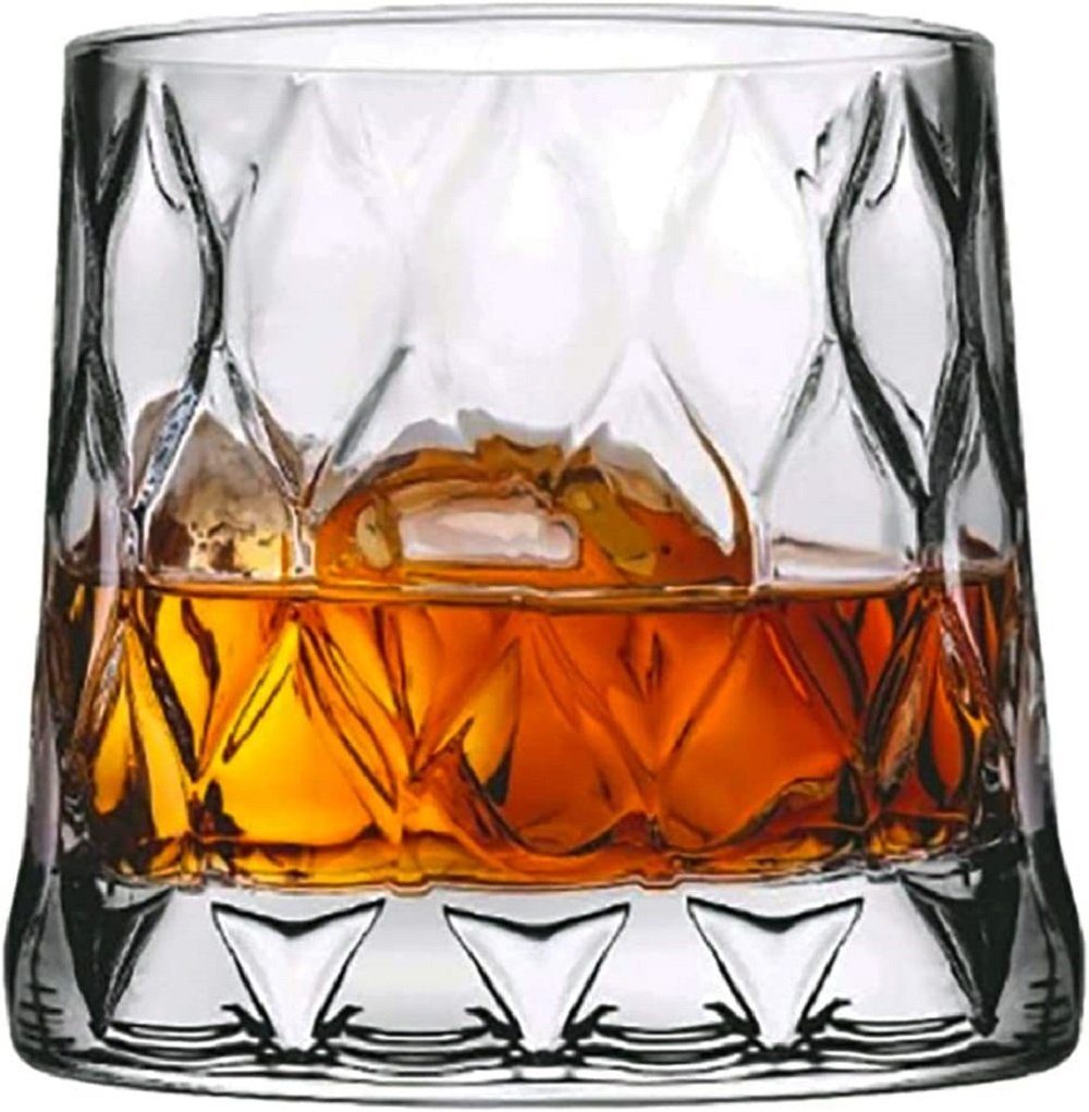 Pasabahce Whiskyglas 4er-Set Leafy Old Fashioned Special Design mit schwerem Boden, 300 ml, 4-tlg.
