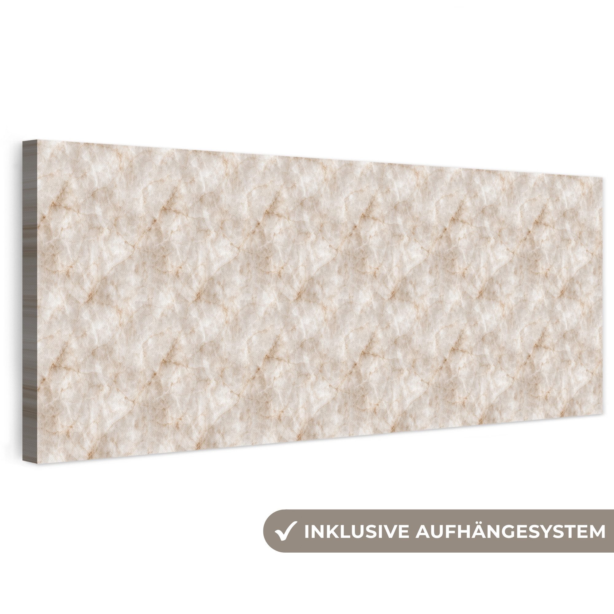 OneMillionCanvasses® Leinwandbild Panorama Marmor - Muster - Klassisch, Fotodruck (1 St), Leinwandbilder XXL Wohnzimmer, Deko Aesthetic 150x50 cm