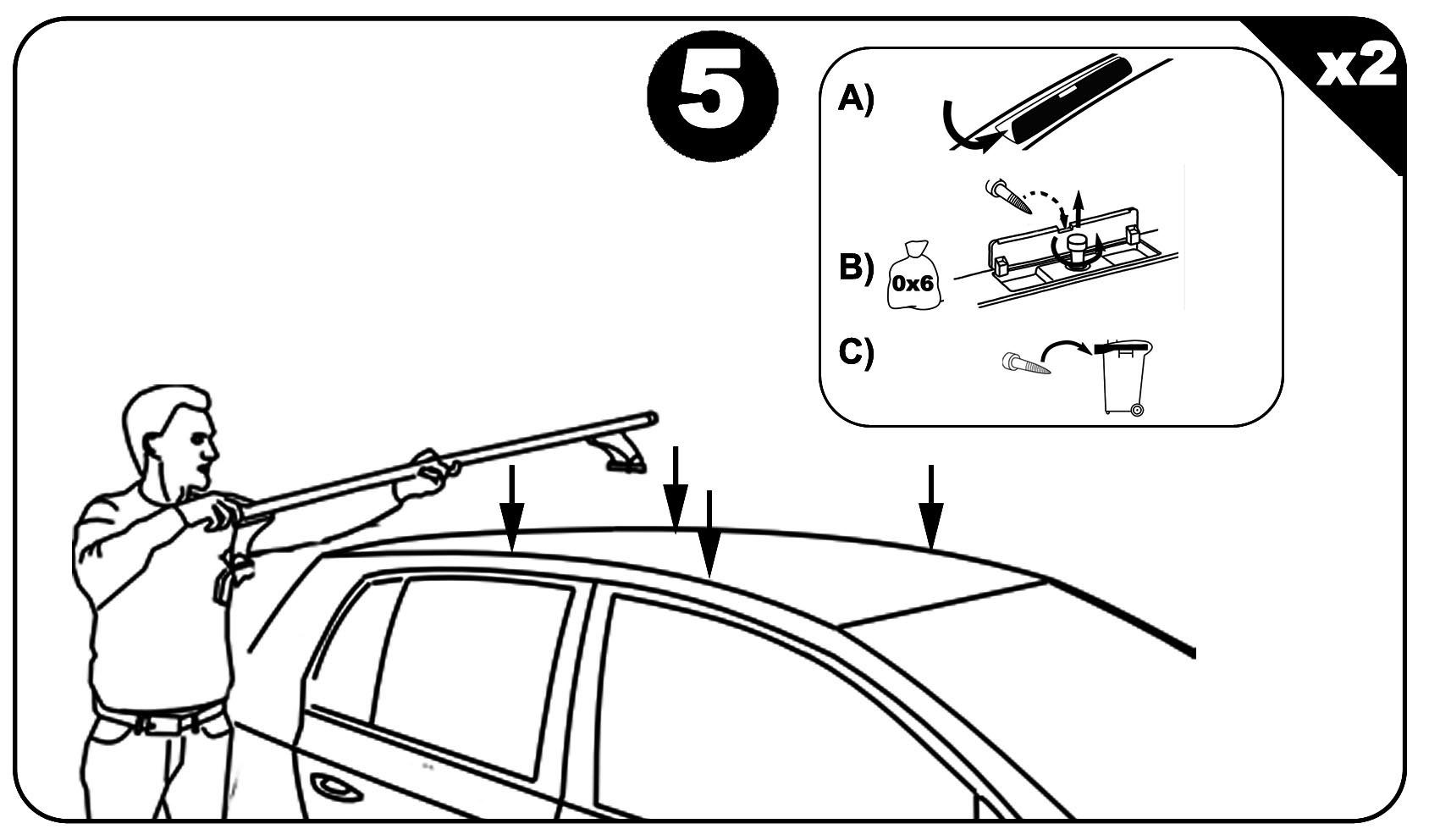 2001-2009), für Dachträger 01-09 VDP (3-5Türer) (Passend 3-5Türer Dachbox, VDP 307 Peugeot Dachbox Peugeot für 307 VDPMAA580L+Stahl