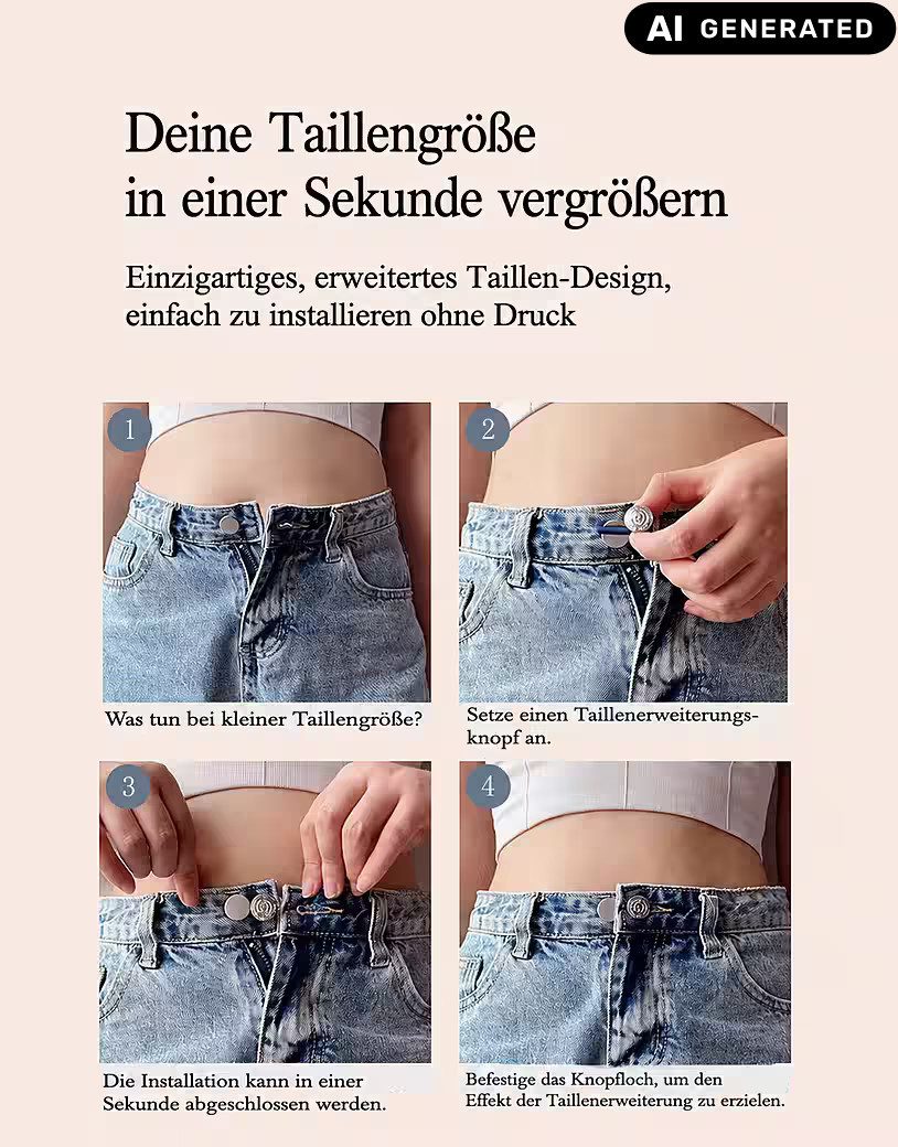 Ware aus aller Welt Bunddehner 6er Set Hosenbunderweiterung Jeansknopf für Jeans Hosen Umstandshose (6-tlg), Ohne Nähen, flexibel verwendbar, wiederverwendbar