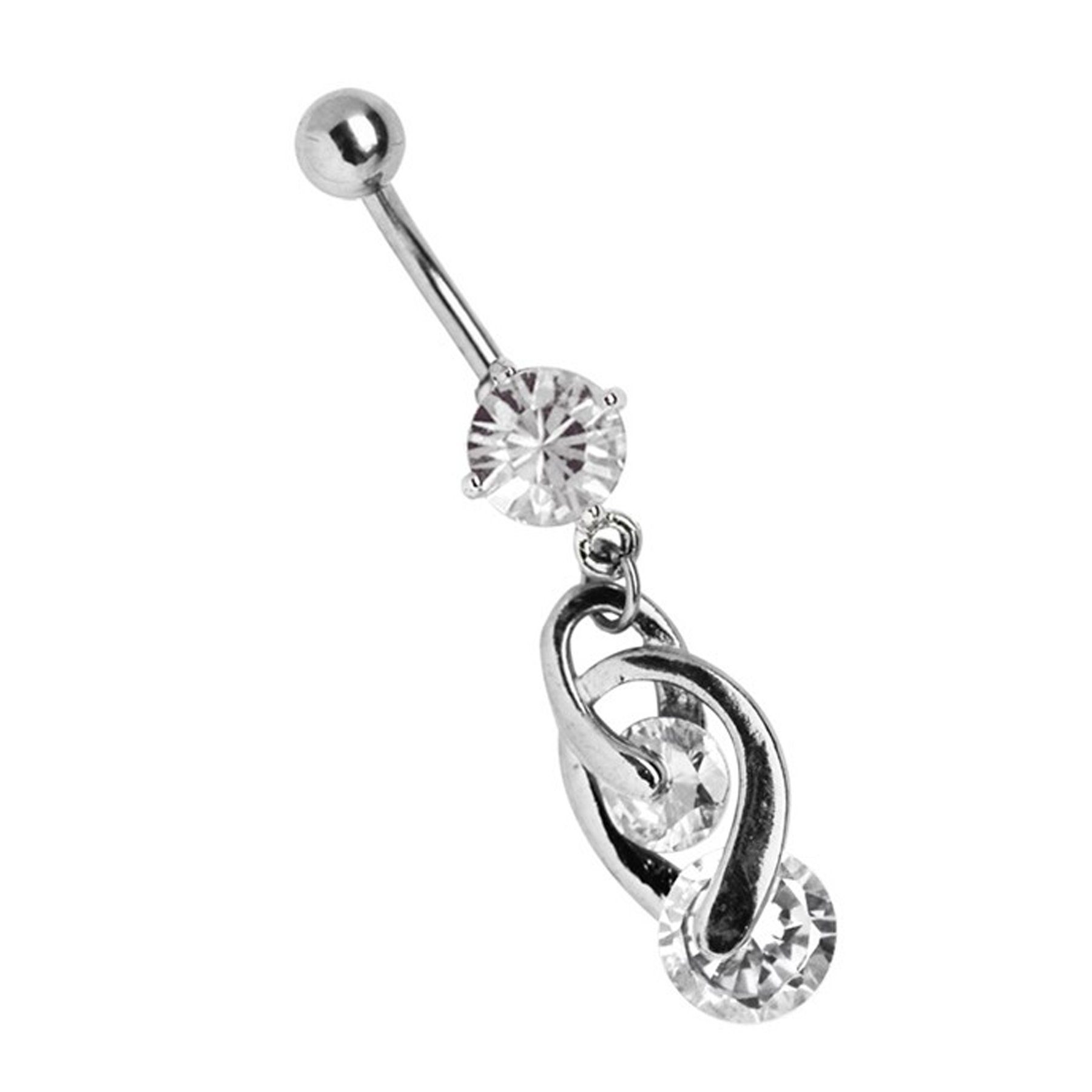Adelia´s Bauchnabelpiercing Piercing Bauchnabelpiercing, offener 8mm Stein mit filigranem Doppelsteinhänger