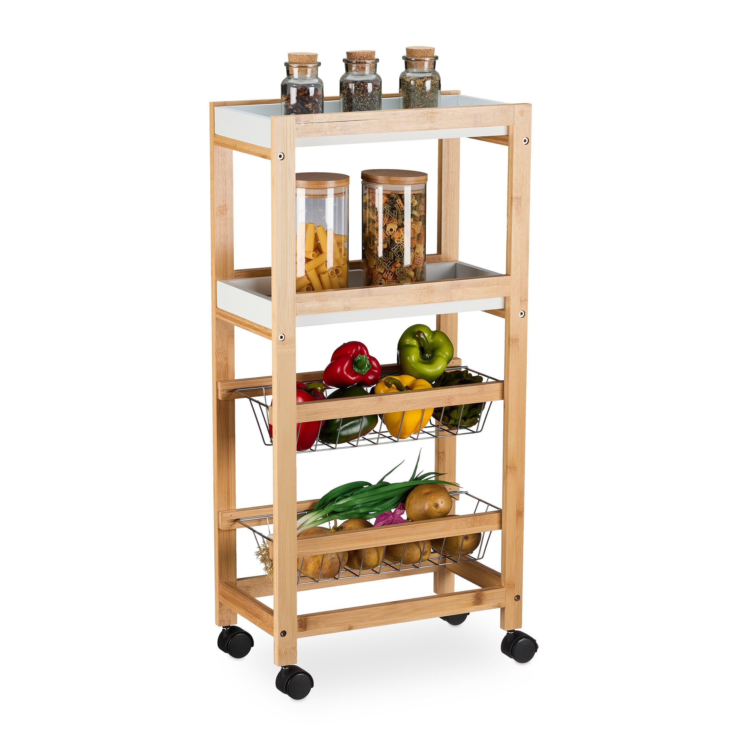 relaxdays Küchenregal Nischenwagen 4 Ebenen günstig online kaufen