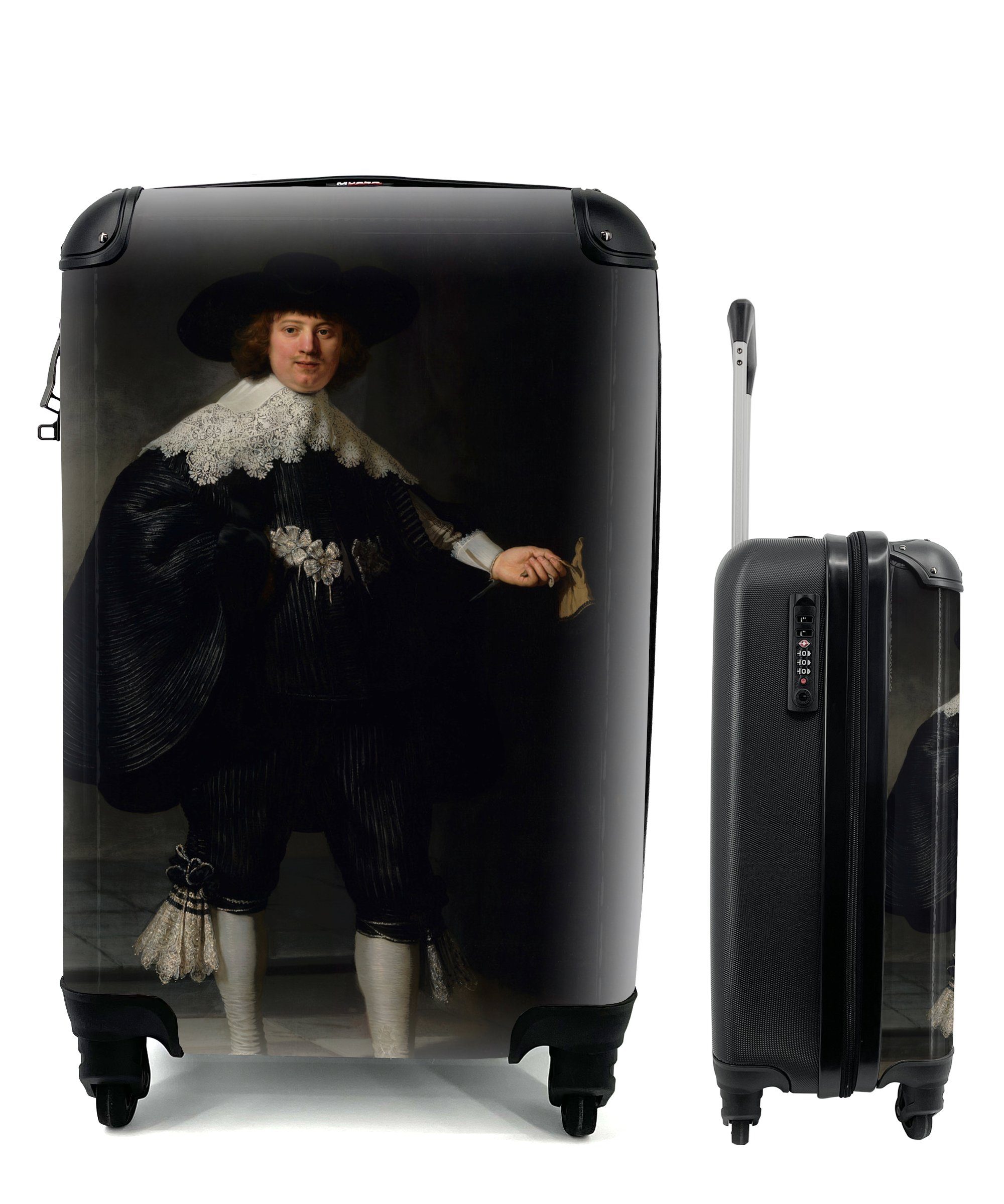 MuchoWow Handgepäckkoffer Eheporträt von Marten Soolmans - Rembrandt van Rijn, 4 Rollen, Reisetasche mit rollen, Handgepäck für Ferien, Trolley, Reisekoffer