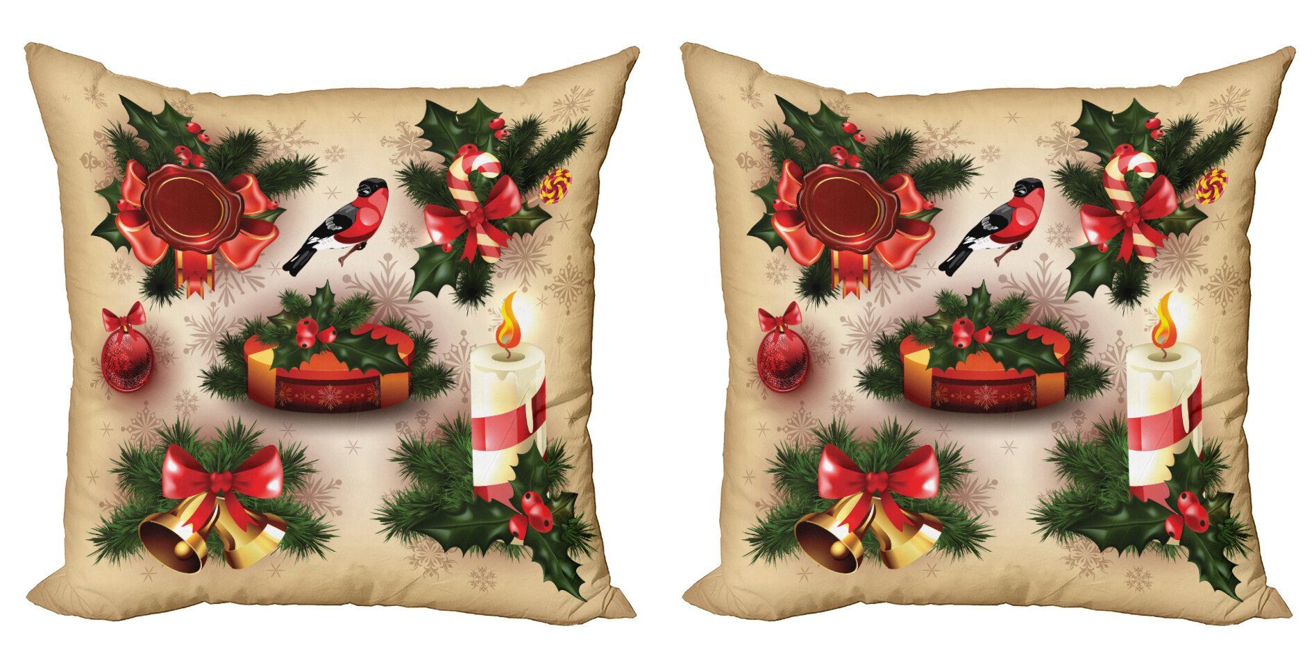 Vintage-Ornamente Weihnachten Doppelseitiger (2 Modern Digitaldruck, Stück), Kissenbezüge Accent Abakuhaus