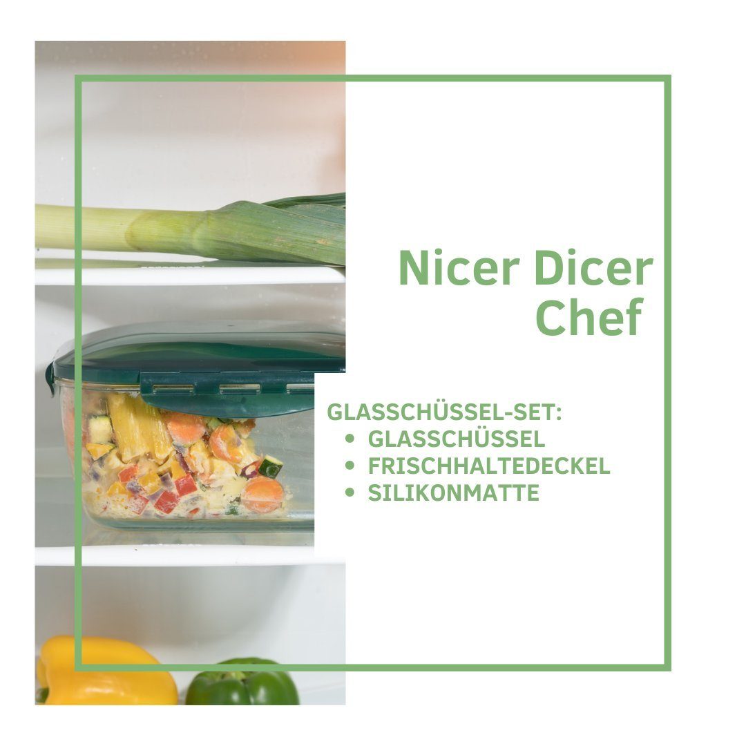 Genius Auflaufform Nicer Dicer Chef Glasschüssel, backofengeeignet bis 250 Grad und gefriergeeignet bis -18 Grad – Bild 2 von 5