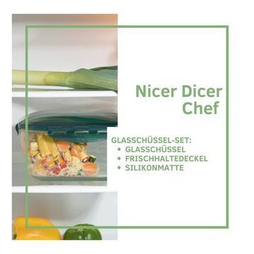 Genius Auflaufform Nicer Dicer Chef Glasschüssel, backofengeeignet bis 250 Grad und gefriergeeignet bis -18 Grad