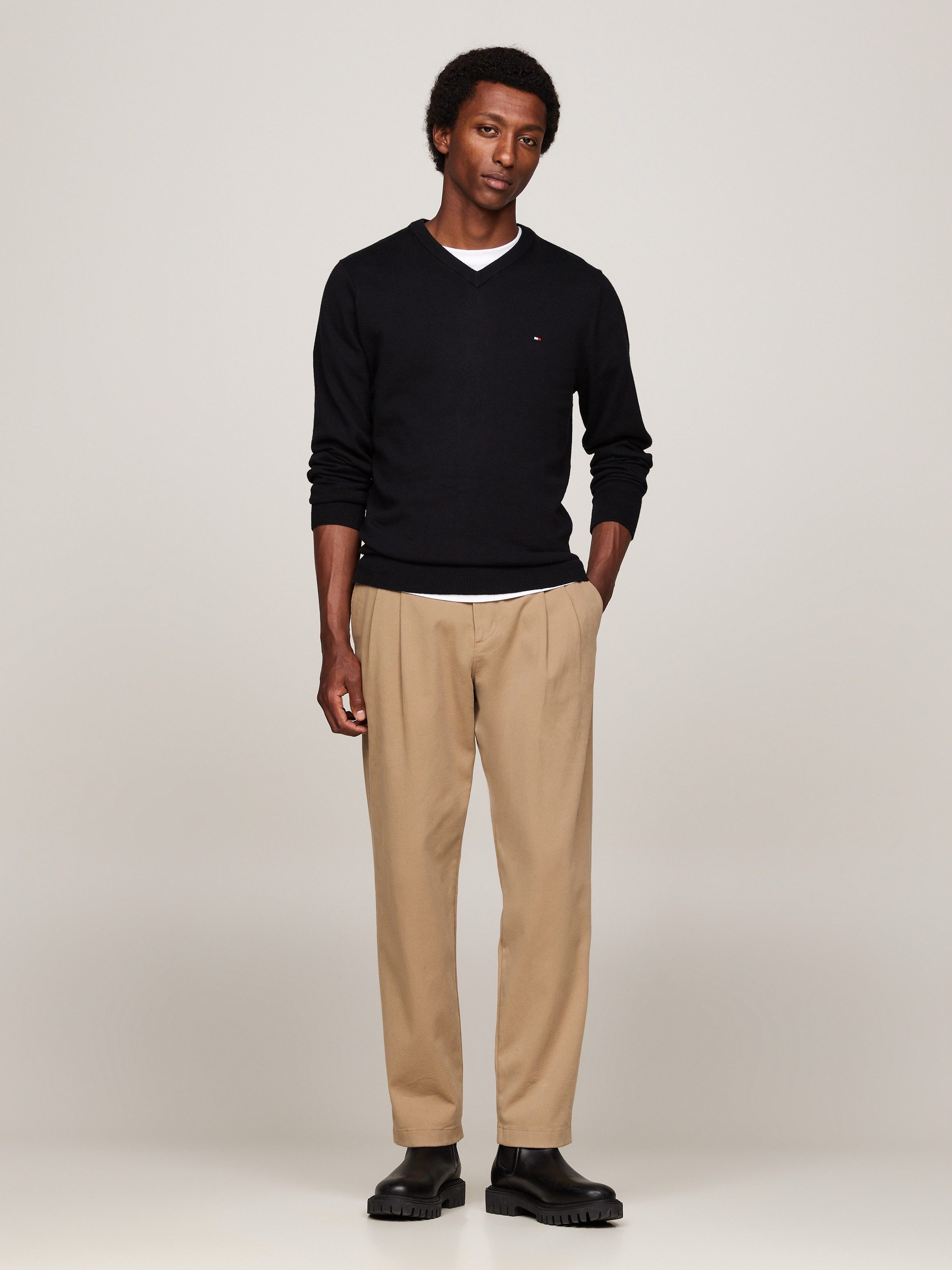 Tommy Hilfiger V-Ausschnitt-Pullover PIMA ORG CTN CASHMERE V NECK