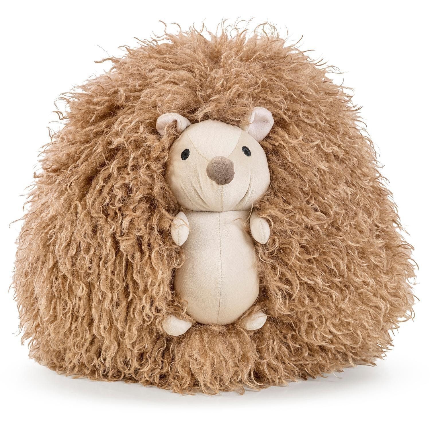 Magma Heimtex Dekokissen DUCKY, Braun, Beige, Polyester, Fellimitat, waschbar bei 30 °C, Ø 30 x H 30 cm