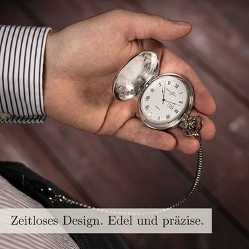 Hermann Jäckle Taschenuhr Koblenz BigDate Quarz, (Inklusive Kette und Reiseetui)