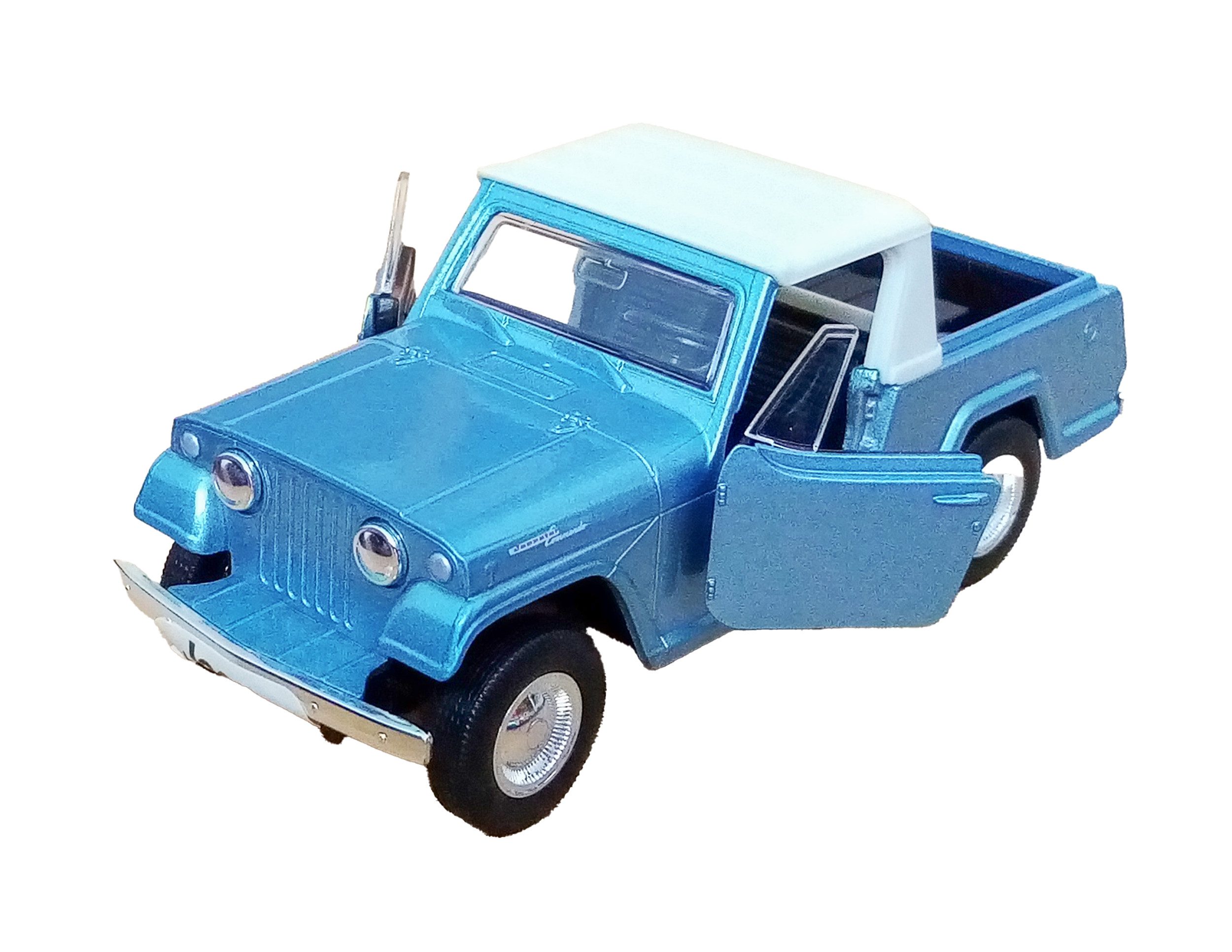 Welly Modellauto Jeep Jeepster Commando 1967 Modellauto Metall 50 (Hellblau-Metallic), mit Rückzug Modell Auto Spielzeugauto Spielzeug Kinder Geschenk