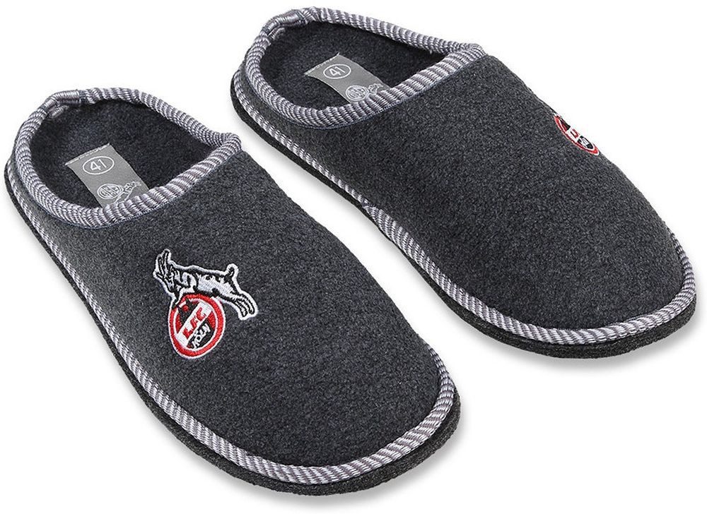 1. FC Köln Pantoffeln Dunkelgrau Logo Sneaker