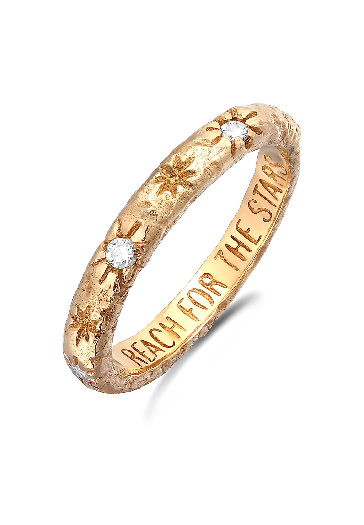 HAZE & GLORY Fingerring Bandring Topas Weiß 375 Gelbgold - Starlover