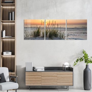DEQORI Glasbild 'Sonnenuntergang am Strand', 'Sonnenuntergang am Strand', Glas Wandbild Bild schwebend modern