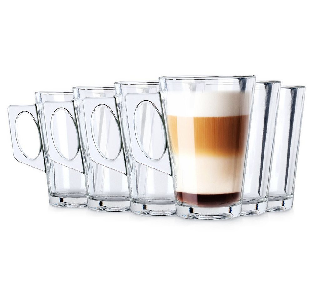 Vilde Latte-Macchiato-Glas mit Henkel aus dickem Glas transparent, 6-tlg., Glas, spülmaschinengeeignet, robust, langlebig