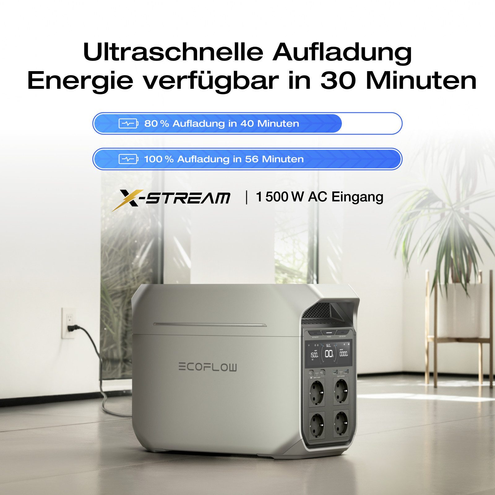 Ecoflow ECOFLOW Tragbare Powerstation DELTA 3 Series Powerstation, 0-100 % in 56 Minuten, 1 800 W (3 600 W Spitze) Solargenerator