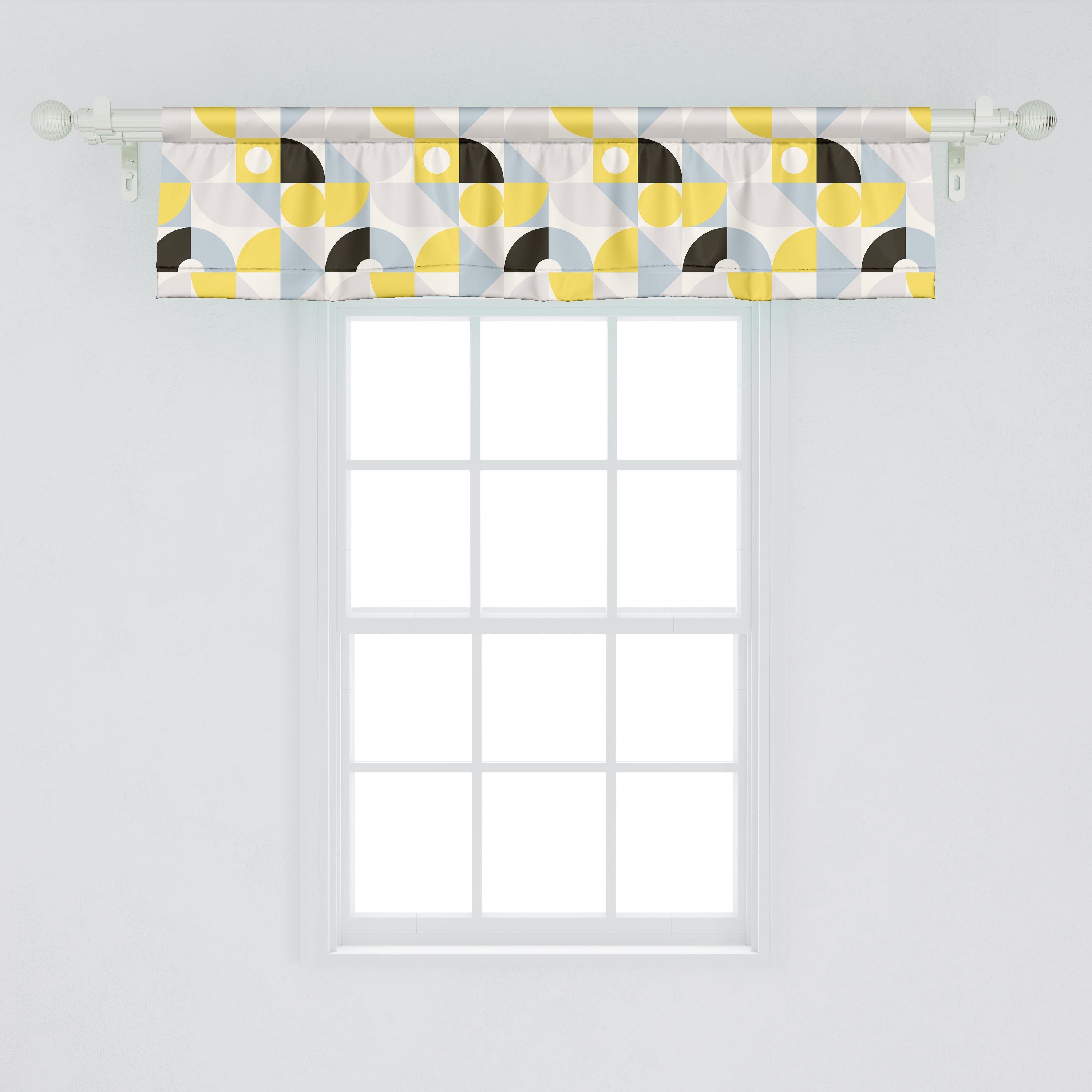 Scheibengardine Vorhang Einfache Schlafzimmer Stangentasche, Küche Abstrakt Volant Symbole für Microfaser, mit Abakuhaus, Dekor geometrische