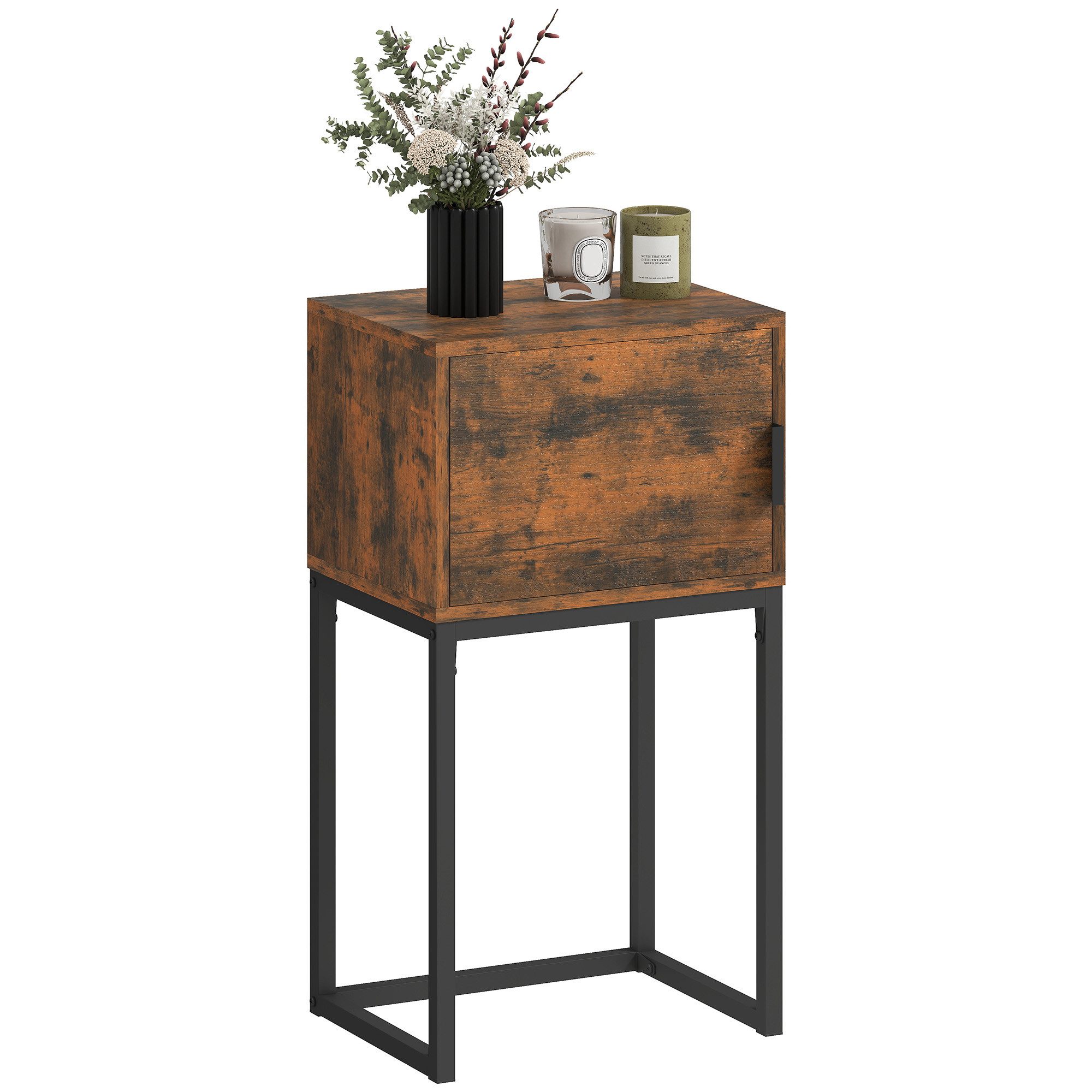 HOMCOM Konsolentisch Flurtisch mit Schrank, Beistelltisch im Modern-Design (Beistelltisch, 1-St., Flurtisch), für Kleinen Raum, Eingang, Flur, Wohnzimmer Rustikal-Braun
