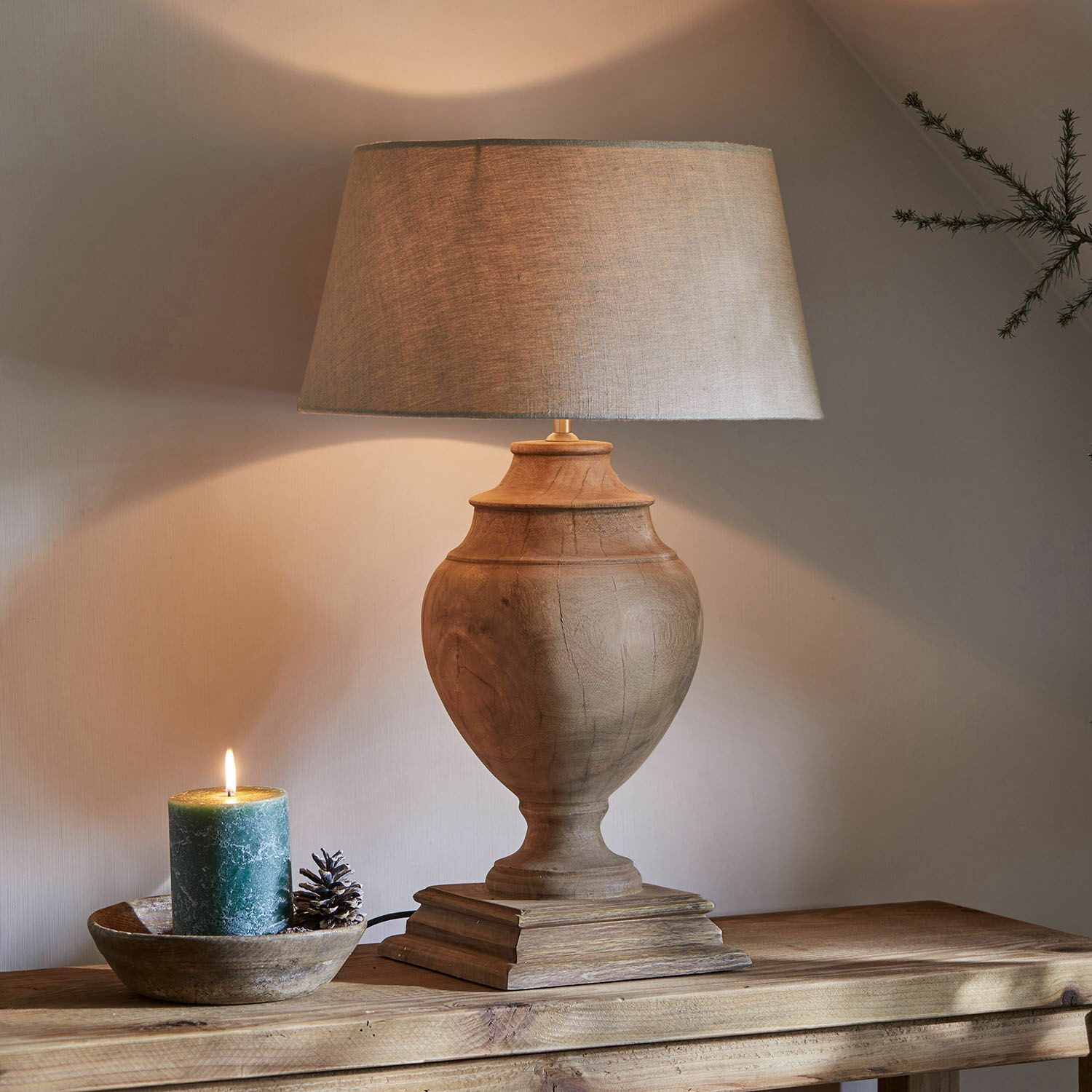 Mirabeau Tischleuchte Tischlampe Sauverny braun/leinen günstig online kaufen