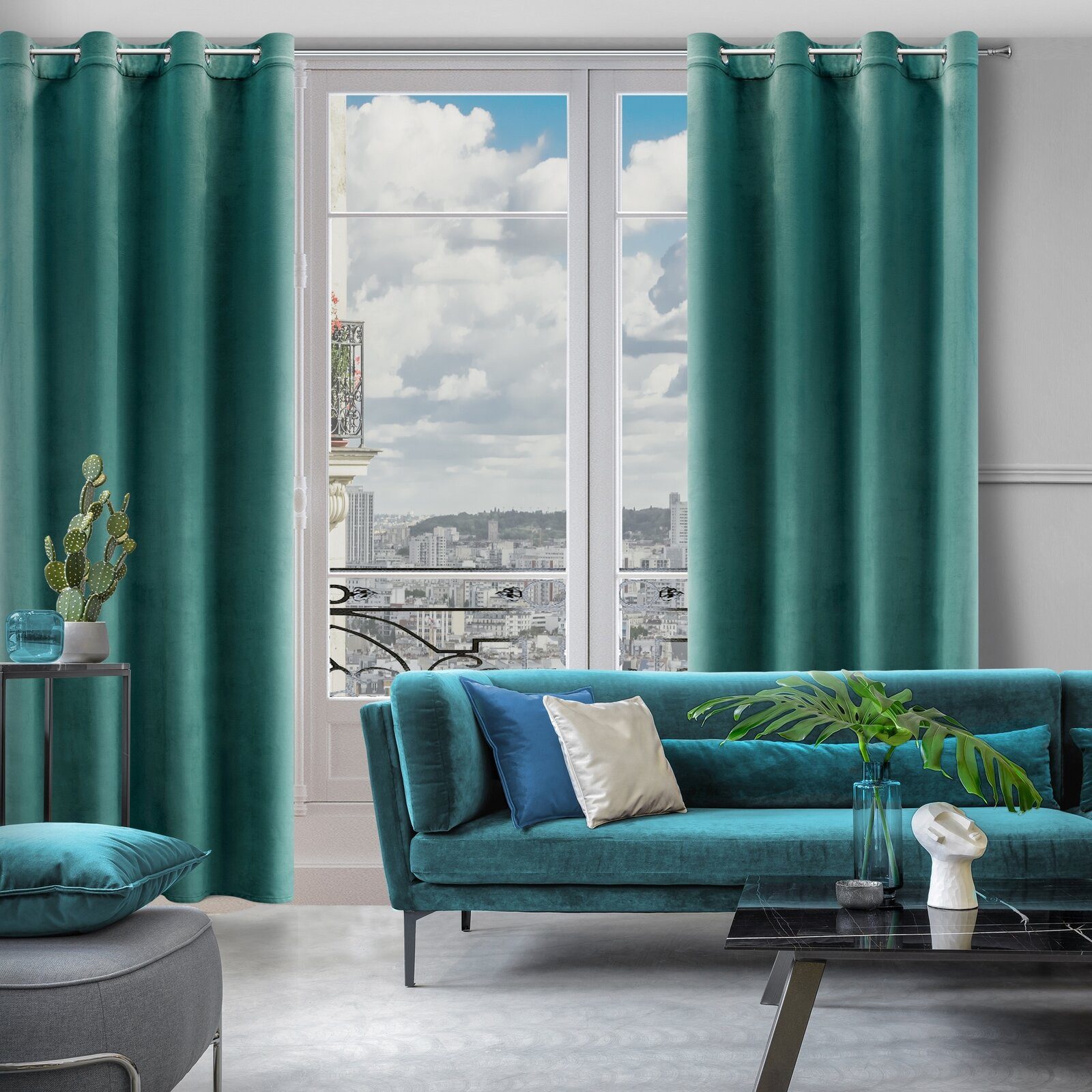 Design91 Vorhang Samtvorhänge 140x250 cm (1 St), Ösen, blickdicht, Samt, Wohnzimmer