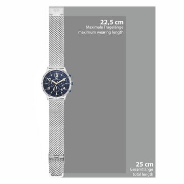 Rhodenwald & Söhne Chronograph Flight Captain silber, mit Edelstahl-Armband