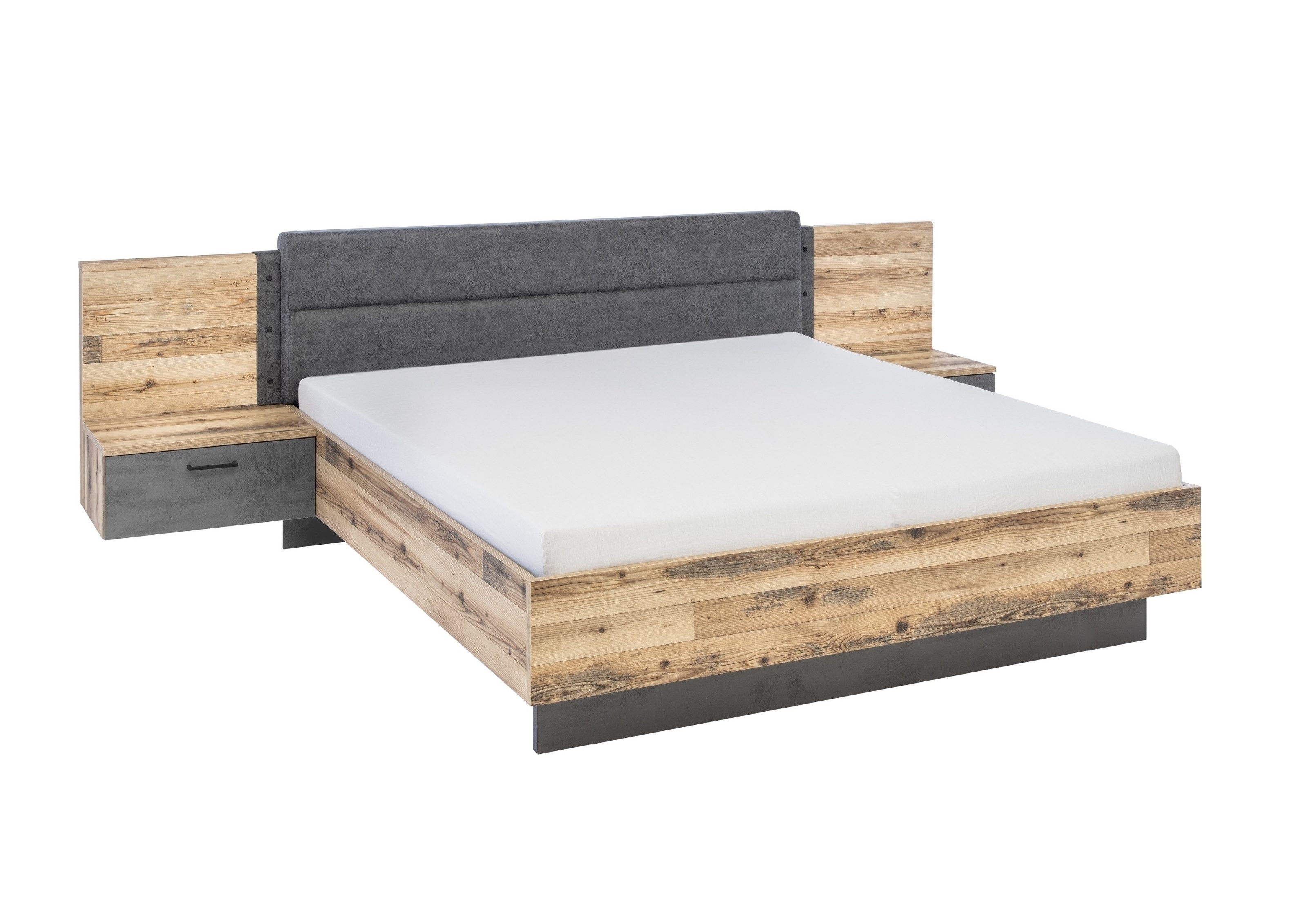 PREISBRECHER Bettanlage ALICANTE, 2 Nachtkonsolen, Alpine Lodge / Betonoxid - 305,6x99,5x213,4 (BxHxT)