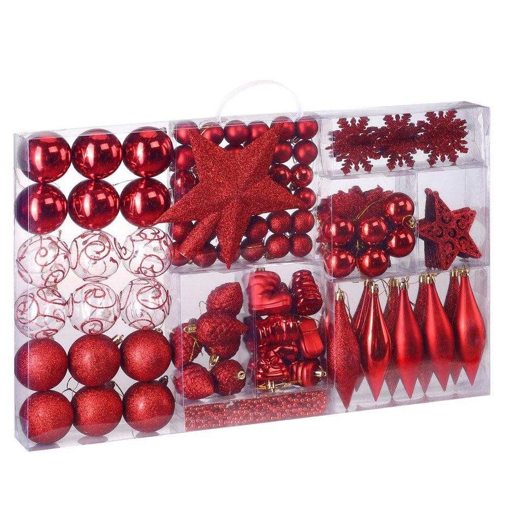 Casaria Weihnachtsbaumkugel (102 St), Weihnachtskugeln 102er Set Weihnachtsdeko matt glänzend glitzer