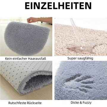 Designteppich Hochflor Shaggy Teppich für Wohnzimmer Langflor Pflegeleicht Rund, FIDDY, Teppich Hochwertig Badezimmerteppich Für Wohnzimmer Weiß