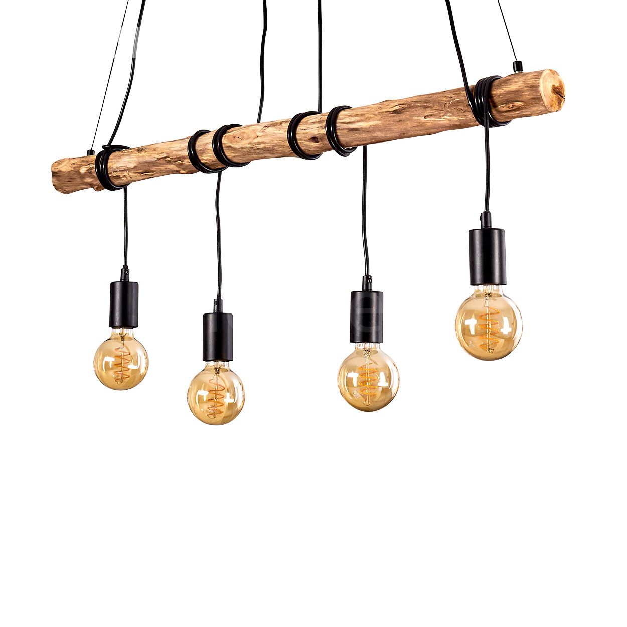 hofstein Pendelleuchte »Quart« Hängelampe aus Holz/Metall in Braun/Schwarz, günstig online kaufen