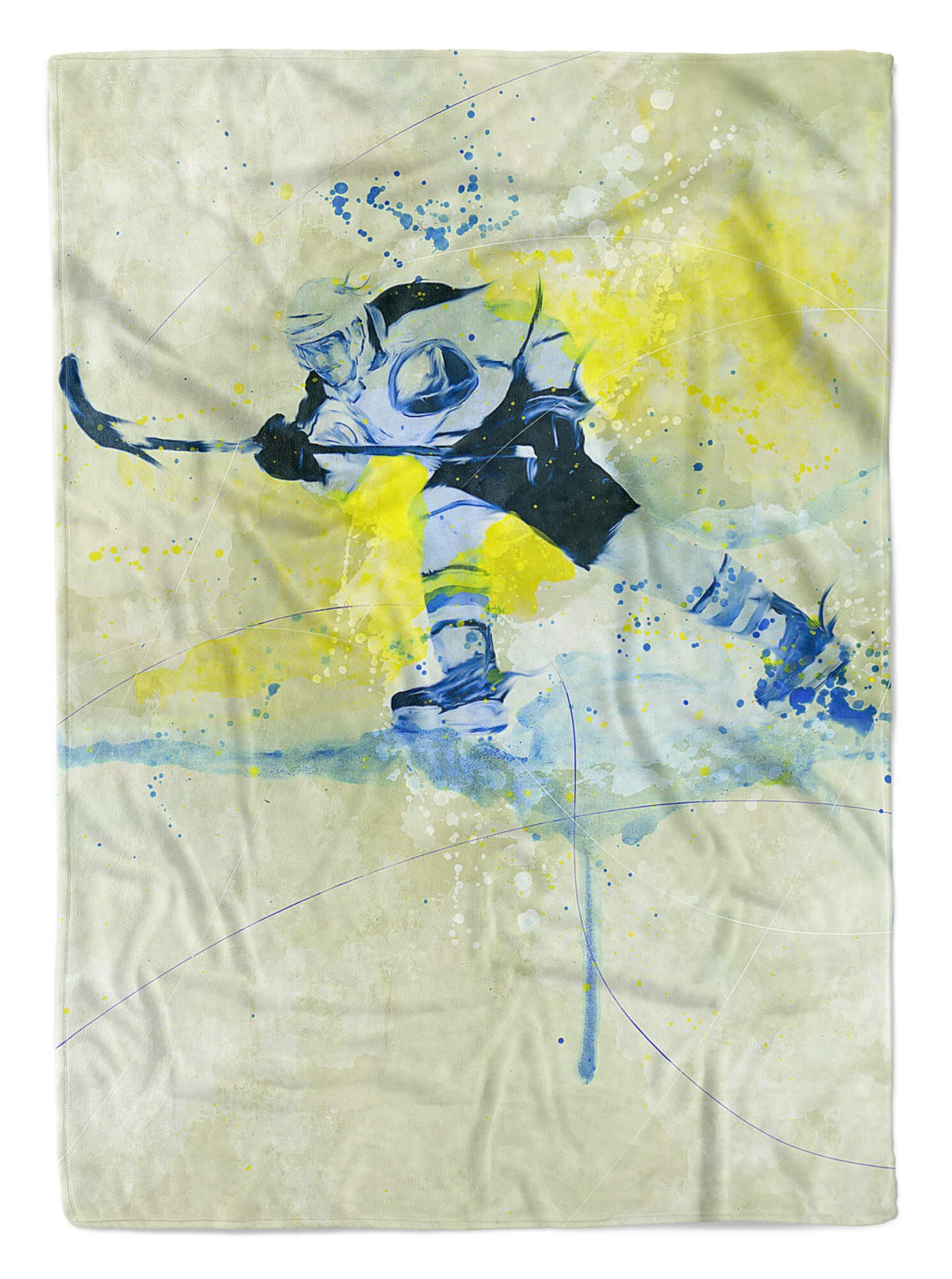 Handtücher SplashArt Sport Handtuch Strandhandtuch Saunatuch Kuscheldecke Kunstvoll Eishockey I Spor, Baumwolle-Polyester-Mix (1-St), Handtuch