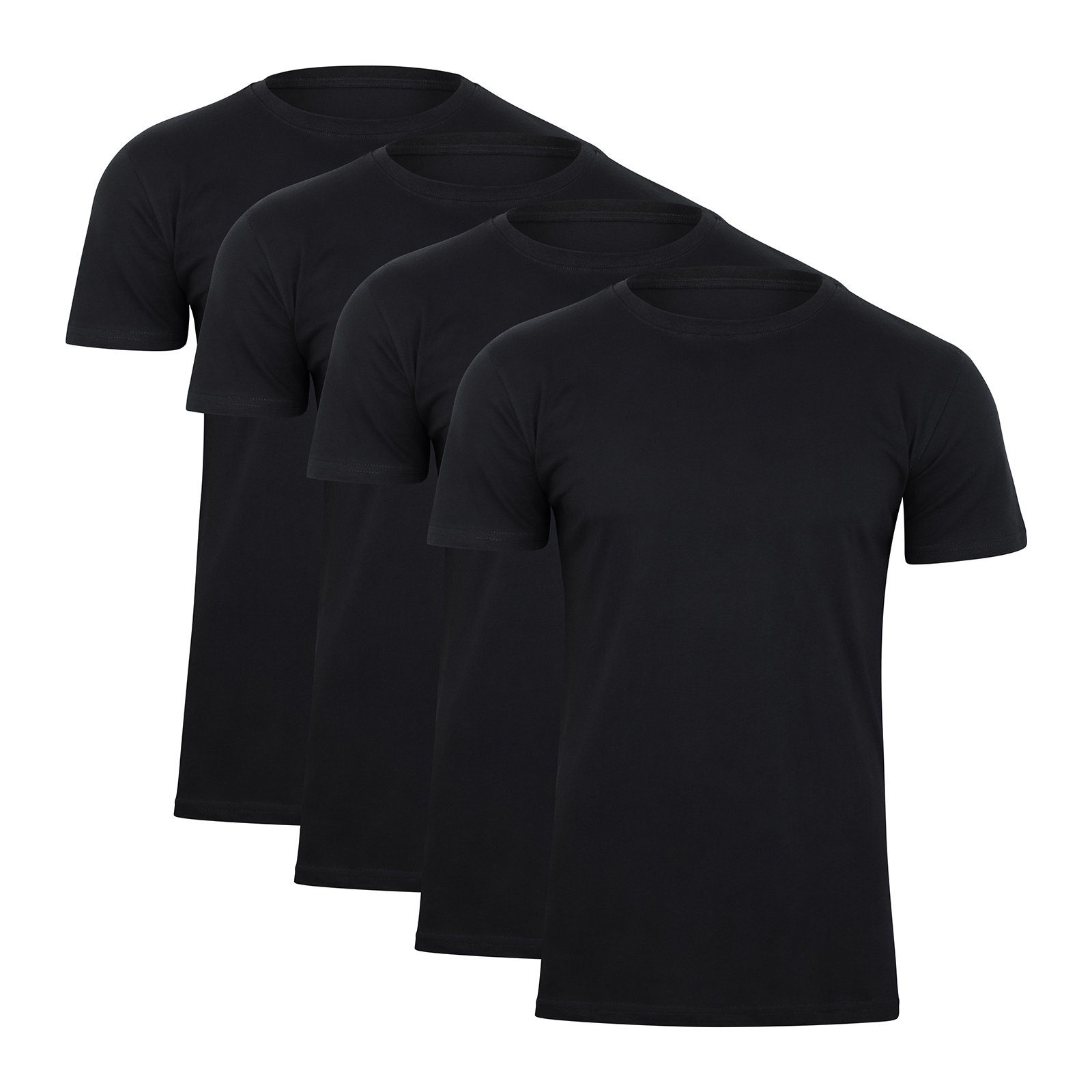 T-Shirt (4-tlg) Rundhals Basic T-Shirt O-Neck 2,4 oder 8 Stück - Shirt mit Rundhalsausschnitt aus 100% Baumwolle - Weiß oder Schwarz