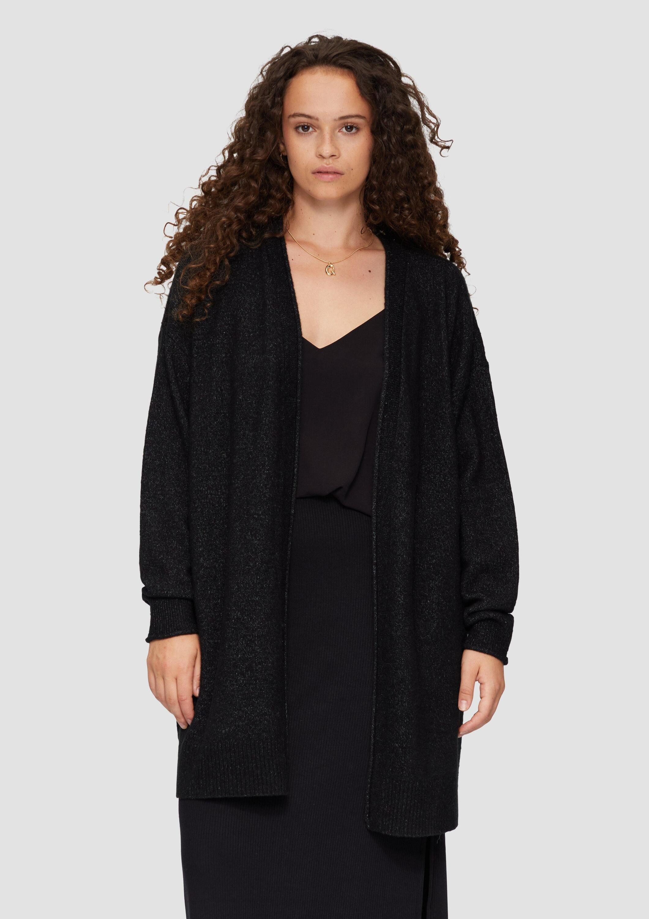 QS Cardigan Strickjacke Weiche Strickjacke mit Rollkante