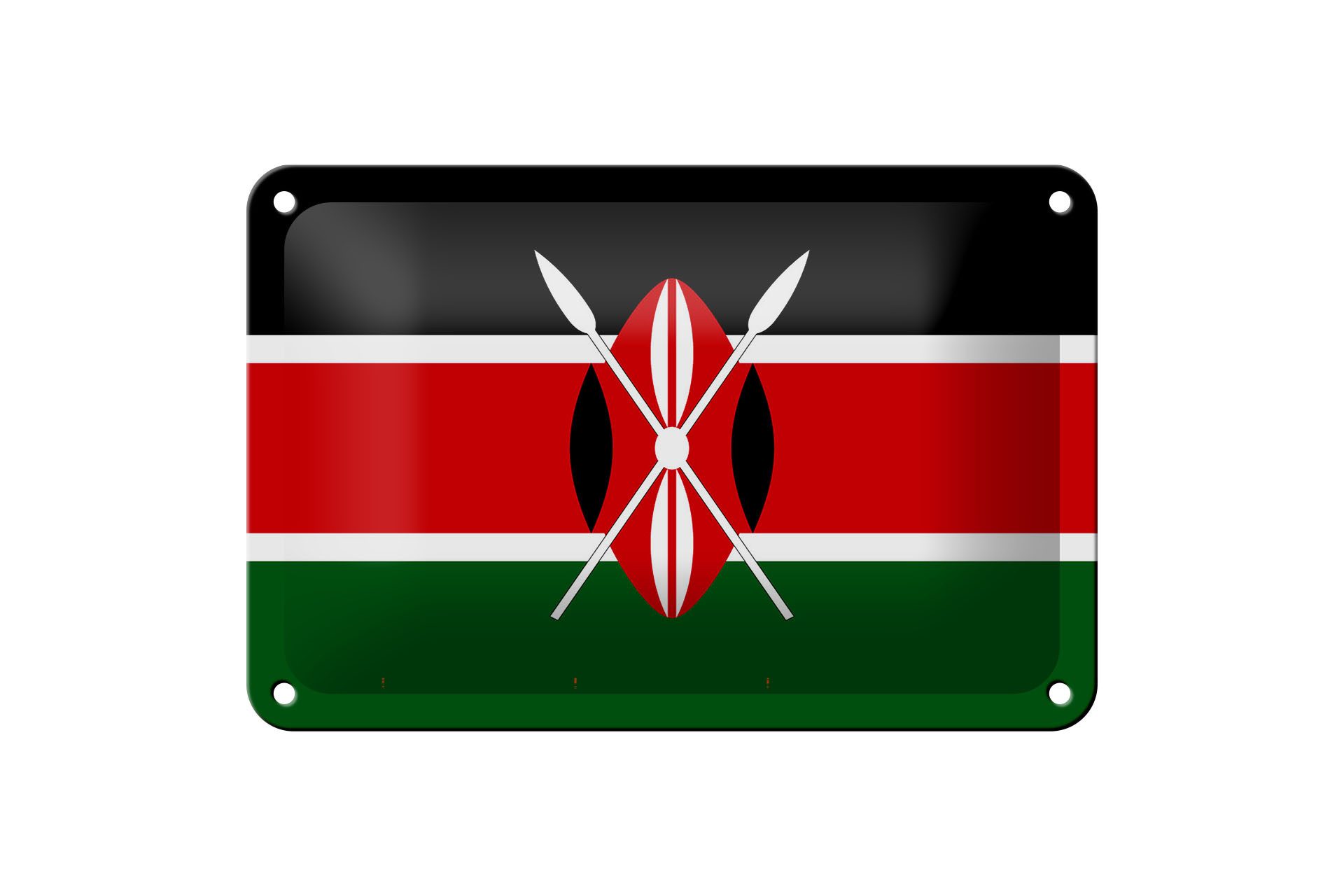 Femer GmbH Metallschild Flagge Kenias 18x12cm Flag of Kenya, (1 St), gewölbte Oberfläche, abgerundete Ecken, umgeschlagene Kanten