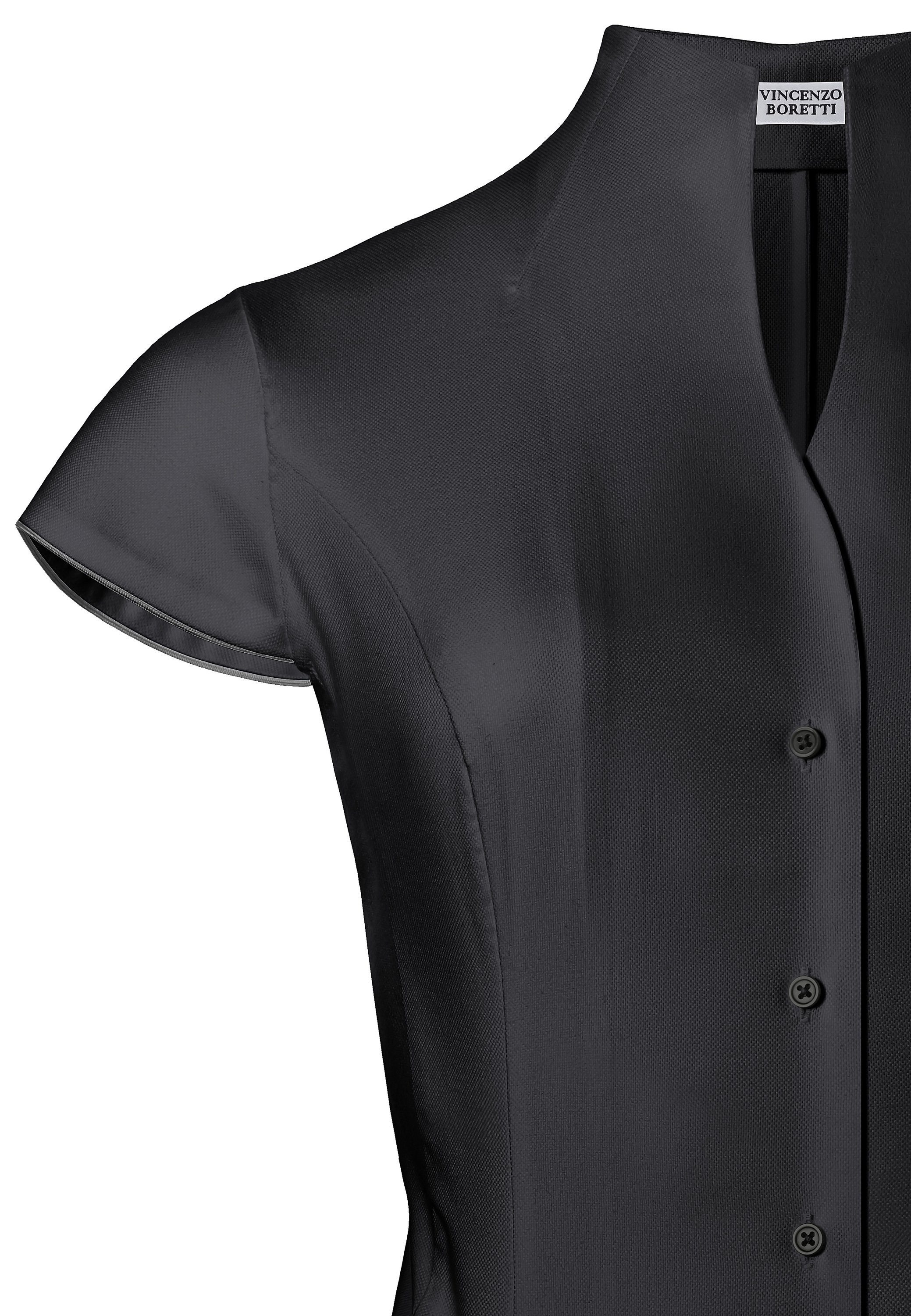 Vincenzo Boretti Klassische Bluse leicht tailliert soft Oxford Kelchkragen Kurzarm