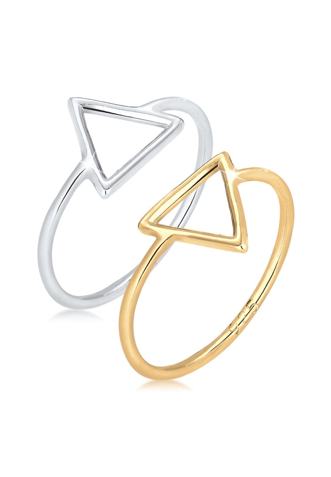 Elli Ring-Set Set Trend Dreieck Bi-Color Geo 925 Silber, Bi Color_Tri Color
