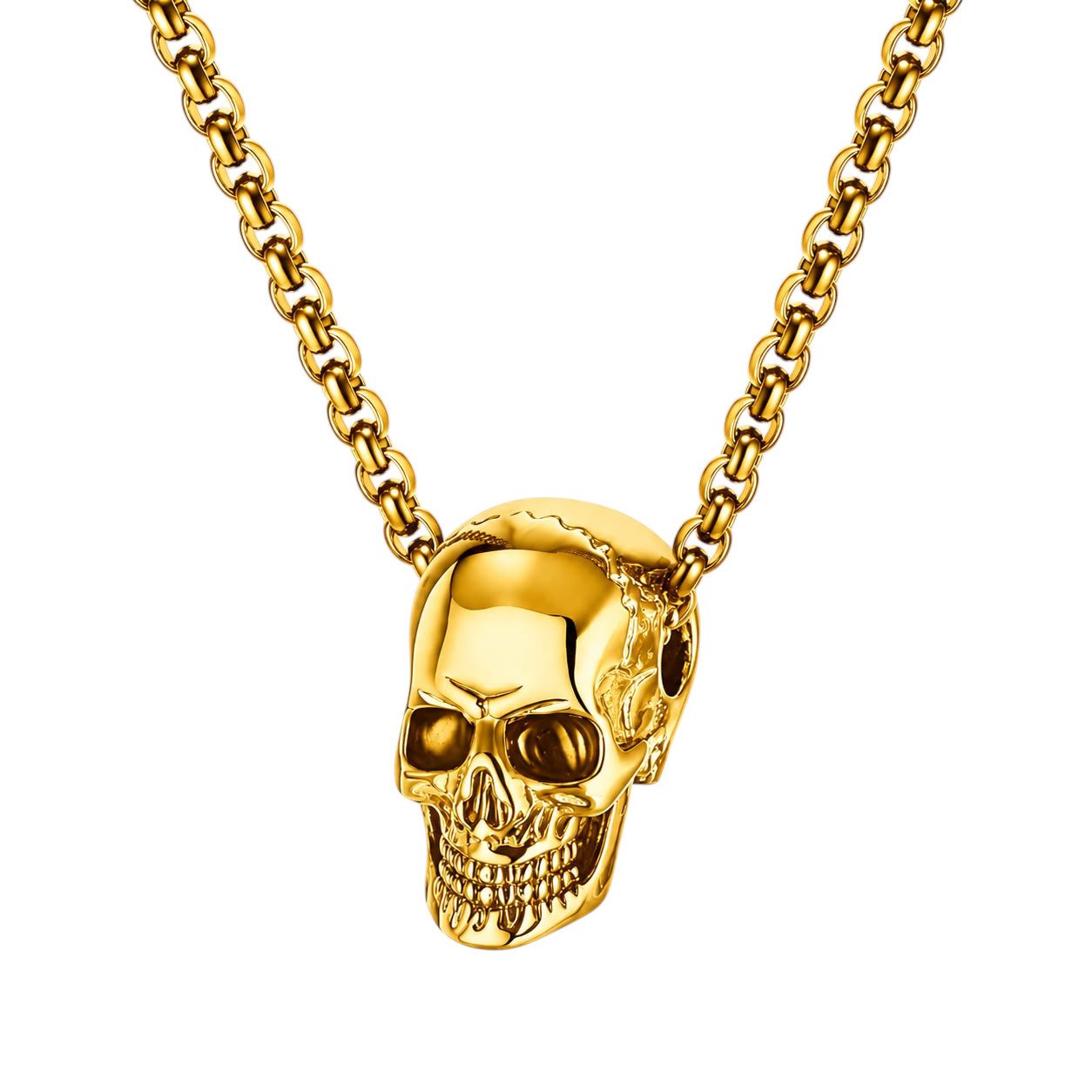 Taffstyle Kette mit Anhänger Totenkopf Kette Herren Edelstahl Skull Anhänger Gothic Biker Halskette (Rocker Halskette mit Skull Anhänger für Gothic und Biker Looks), Geschenkidee für Männer