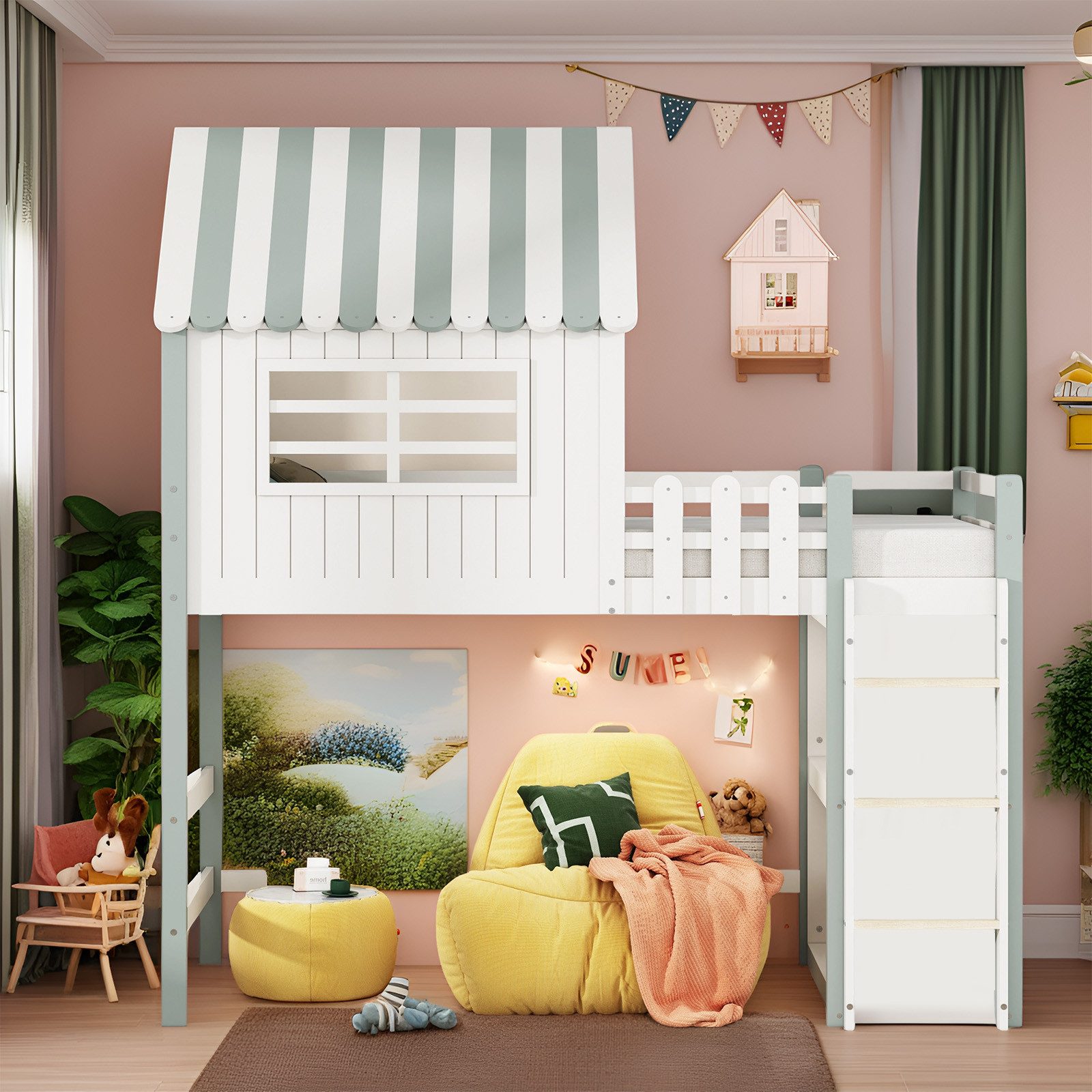 MODFU Kinderbett Massivholz Spielbett, Hochbett (mit günstig online kaufen