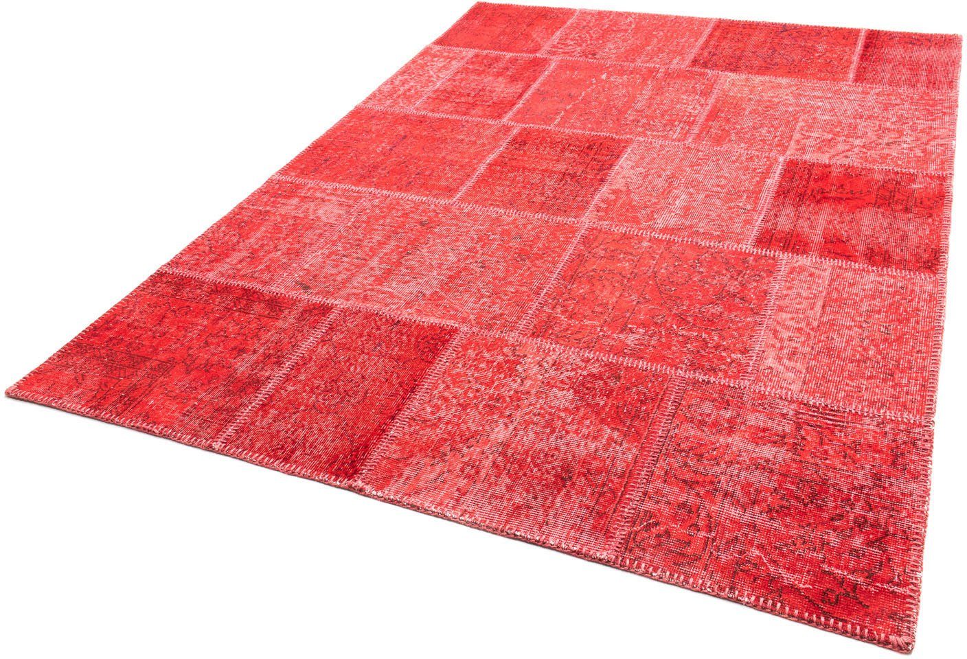 Teppich Patchwork - 240 x 170 cm - dunkelrot, morgenland, rechteckig, Höhe: 7 mm, Wohnzimmer, Handgeknüpft, Einzelstück mit Zertifikat