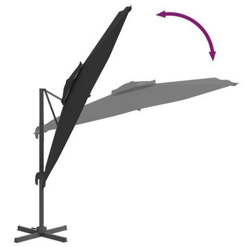 vidaXL Balkonsichtschutz Ampelschirm mit Doppeldach Schwarz 400x300 cm