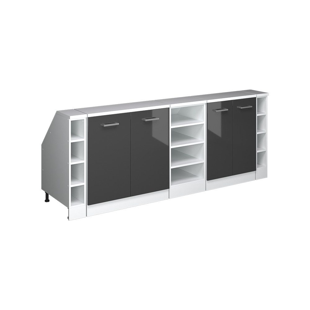 Vicco Kommode Rion, Anthrazit Hochglanz/Weiß, 210 cm 5er Set Schrankkorpuss 60 c... (5 St)