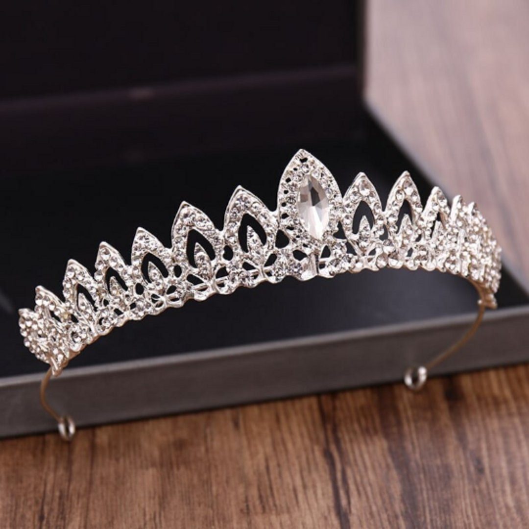 1-tlg., Braut Tiara handgefertigt Diadem 1-teilig), Brautkrone Hochzeit (1 Stück, Schmuck Krone